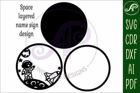 Space layered personalized name wall art sign, SVG file SVG APInspireddesigns 