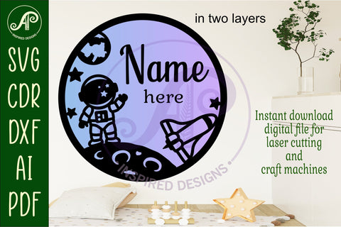 Space layered personalized name wall art sign, SVG file SVG APInspireddesigns 