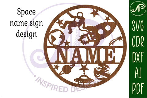 Space name sign svg laser cut template SVG APInspireddesigns 