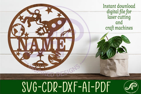 Space name sign svg laser cut template SVG APInspireddesigns 