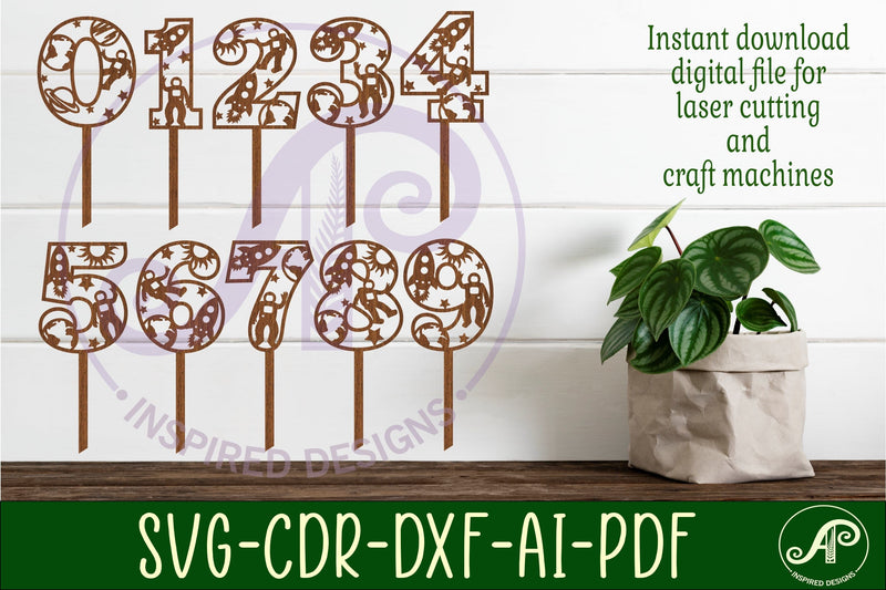 Space number cake toppers SVG cut files SVG APInspireddesigns 
