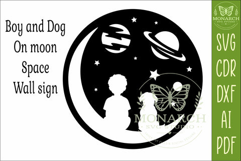 Space Nursery Wall Art SVG | Boy and dog space sign SVG APInspireddesigns 