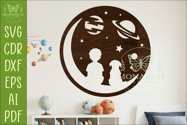 Space Nursery Wall Art SVG | Boy and dog space sign SVG APInspireddesigns 