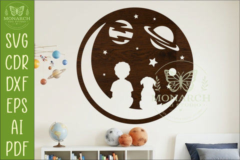 Space Nursery Wall Art SVG | Boy and dog space sign SVG APInspireddesigns 