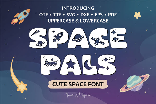 Space Pals – Cute Space Font for Kids & Playful Projects Font TonisArtStudio 