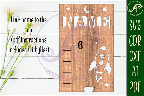 Space personalized kids height chart in imperial SVG APInspireddesigns 