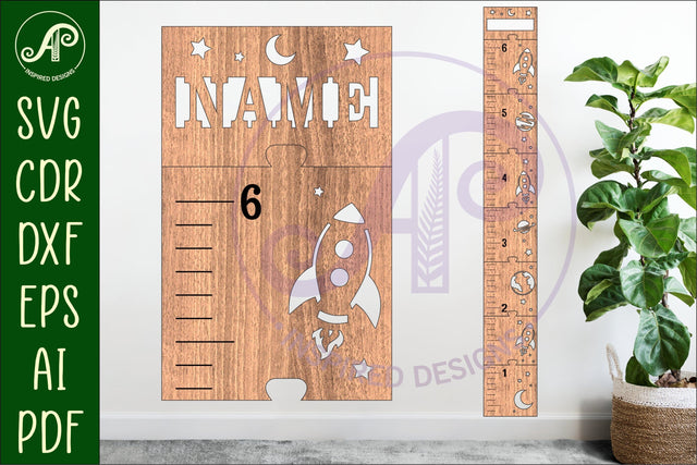 Space personalized kids height chart in imperial SVG APInspireddesigns 