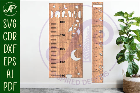 Space personalized kids height chart in metric measure SVG APInspireddesigns 