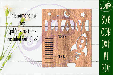 Space personalized kids height chart in metric measure SVG APInspireddesigns 