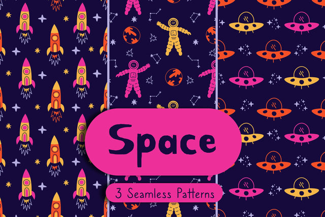 Space Seamless Patterns Digital Pattern Rin Green 