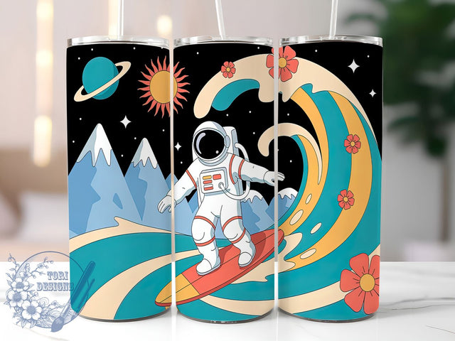 Space Surfing Galaxy Wave Tumbler, Galaxy Wave Wrap, 20oz Sublimation Wrap, Cosmic Surf Cup, Astronaut Surfboard Design, Outer Space Adventure Tumbler, Sci-Fi Ocean Art Sublimation ToriDesigns 