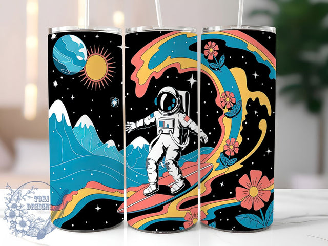 Space Surfing Galaxy Wave Tumbler, Galaxy Wave Wrap, 20oz Sublimation Wrap, Cosmic Surf Cup, Astronaut Surfboard Design, Outer Space Adventure Tumbler, Sci-Fi Ocean Art Sublimation ToriDesigns 