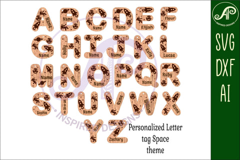 Space theme tag letter designs keychain DIGITAL SVG SVG APInspireddesigns 