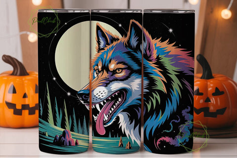 Space Wolf 20oz Tumbler Wrap Sublimation PixelChick 