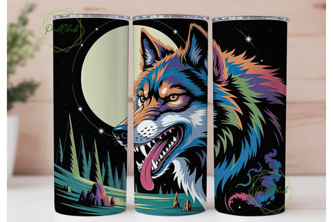 Space Wolf 20oz Tumbler Wrap Sublimation PixelChick 