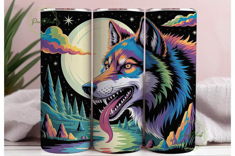 Space Wolf 20oz Tumbler Wrap Sublimation PixelChick 