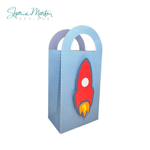 Spaceship Gift Bag | Rocket Ship Party Favor Box | Kids Birthday Space Theme SVG Sharia Morton Designs 