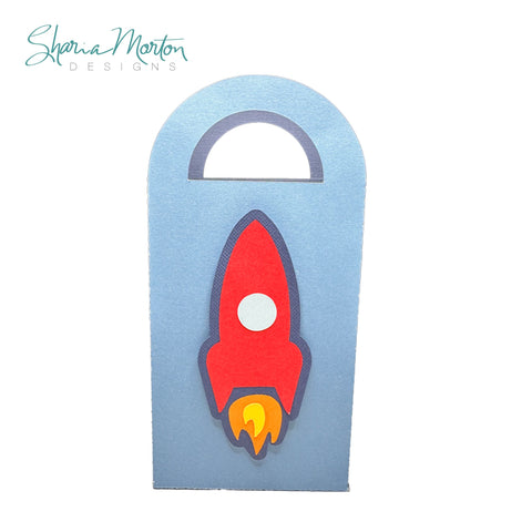 Spaceship Gift Bag | Rocket Ship Party Favor Box | Kids Birthday Space Theme SVG Sharia Morton Designs 