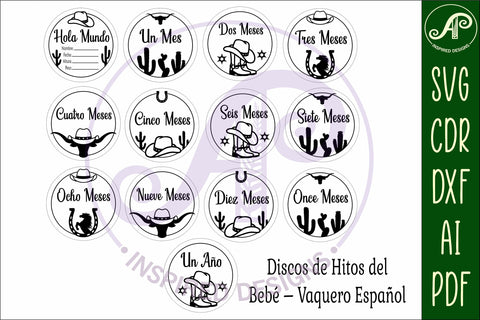 Spanish Cowboy Baby monthly milestone discs SVG SVG APInspireddesigns 
