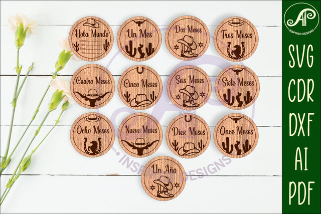 Spanish Cowboy Baby monthly milestone discs SVG SVG APInspireddesigns 