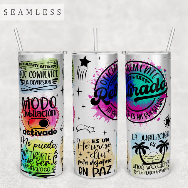 Spanish Retirement Quotes Tumbler Wrap, 20 Oz Skinny Tumbler Sublimation Design, Oficialmente Retirado Tumbler Wrap, No Puedes Retirarte De Ser Grandioso Sublimation HappyDesignStudio 