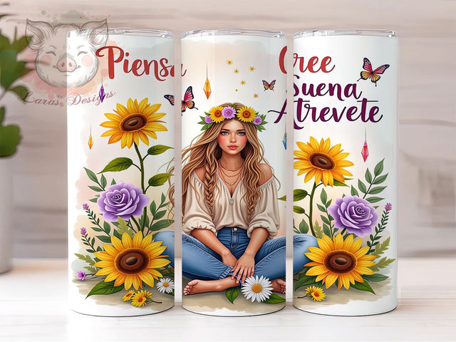 Spanish Tumblers, Inspirational Gifts, Sunflower Design, Sarcastic Quotes, 20oz Tumbler Wrap, PNG Sublimation, Cute Drinkware Sublimation Lara' s Designs 