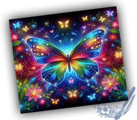 Sparkle Floral Butterfly 20oz Skinny Tumbler, Butterfly Tumbler Png, Straight & Tapered Tumbler Wrap, Instant Digital Download Sublimation ToriDesigns 