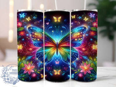 Sparkle Floral Butterfly 20oz Skinny Tumbler, Butterfly Tumbler Png, Straight & Tapered Tumbler Wrap, Instant Digital Download Sublimation ToriDesigns 