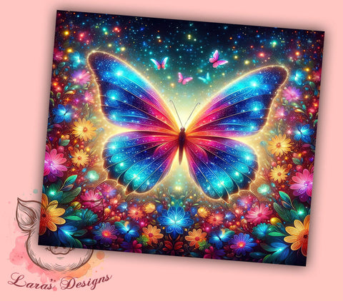 Sparkle Floral Butterfly 20oz Tumbler Png, Straight & Tapered Tumbler Png, Butterfly Tumbler Png, Digital Download PNG Sublimation Lara' s Designs 