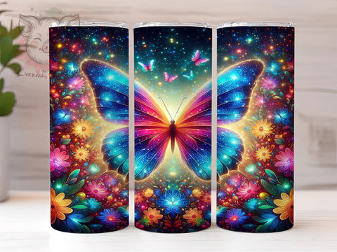 Sparkle Floral Butterfly 20oz Tumbler Png, Straight & Tapered Tumbler Png, Butterfly Tumbler Png, Digital Download PNG Sublimation Lara' s Designs 