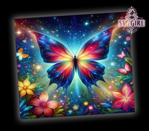 Sparkle Floral Butterfly 20oz Tumbler Wrap Sublimation Design, Straight Tapered Tumbler Wrap, Mothers Day Tumbler Png, Instant Digital Download Sublimation SvggirlplusArt 