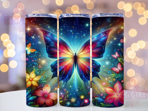 Sparkle Floral Butterfly 20oz Tumbler Wrap Sublimation Design, Straight Tapered Tumbler Wrap, Mothers Day Tumbler Png, Instant Digital Download Sublimation SvggirlplusArt 
