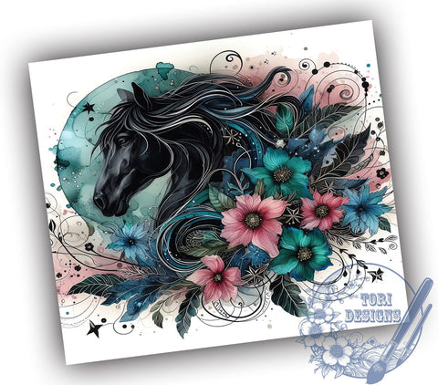 Sparkle Horse 20oz Skinny Tumbler PNG, Horse Tumbler Sublimation Wrap, Straight & Tapered Tumbler Wrap, Instant Digital Download Sublimation ToriDesigns 