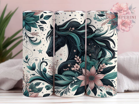 Sparkle Horse 20oz Tumbler Wrap PNG, Black Horse Tumbler PNG Sublimation Design, Straight & Tapered Tumbler Wrap, Instant Digital Download Sublimation Li Zamperini 