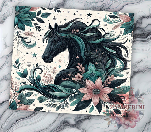 Sparkle Horse 20oz Tumbler Wrap PNG, Black Horse Tumbler PNG Sublimation Design, Straight & Tapered Tumbler Wrap, Instant Digital Download Sublimation Li Zamperini 