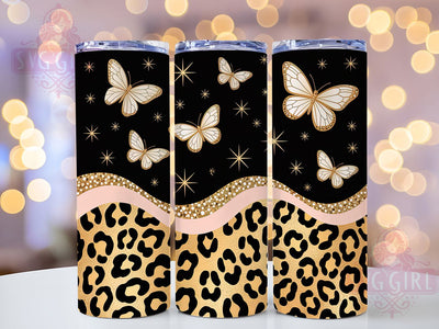 Sparkle Leopard Butterfly 20oz Tumbler, Butterfly Leopard Tumbler, Animal Print Tumbler, Sublimation Tumbler Design, 20Oz Tumbler Wrap, Sparkle Cup Wrap, Wild Print Tumbler Sublimation SvggirlplusArt 