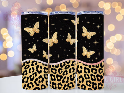 Sparkle Leopard Butterfly 20oz Tumbler, Butterfly Leopard Tumbler, Animal Print Tumbler, Sublimation Tumbler Design, 20Oz Tumbler Wrap, Sparkle Cup Wrap, Wild Print Tumbler Sublimation SvggirlplusArt 