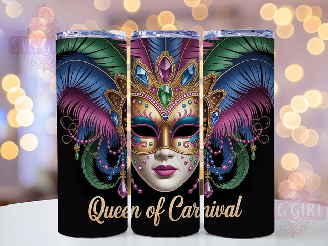 Sparkle Mask Queen Mardi Gras Tumbler, Carnival Glitter Mask Wrap, Festive Party Cup, 20oz Sublimation Wrap, New Orleans Celebration Tumbler, Elegant Sparkle Queen Design Cup, Mardi Gras Masked Queen Them Sublimation SvggirlplusArt 