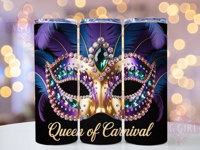 Sparkle Mask Queen Mardi Gras Tumbler, Carnival Glitter Mask Wrap, Festive Party Cup, 20oz Sublimation Wrap, New Orleans Celebration Tumbler, Elegant Sparkle Queen Design Cup, Mardi Gras Masked Queen Them Sublimation SvggirlplusArt 