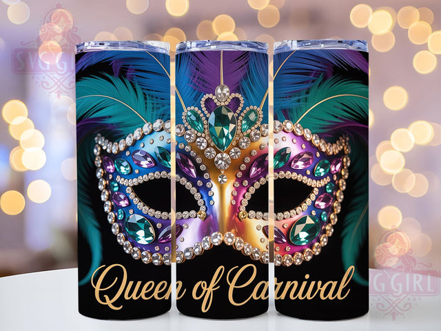 Sparkle Mask Queen Mardi Gras Tumbler, Carnival Glitter Mask Wrap, Festive Party Cup, 20oz Sublimation Wrap, New Orleans Celebration Tumbler, Elegant Sparkle Queen Design Cup, Mardi Gras Masked Queen Them Sublimation SvggirlplusArt 