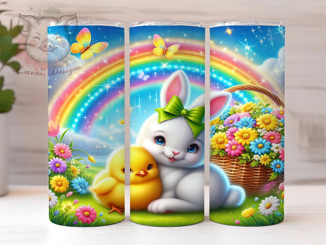 Sparkle Rainbow Easter Bunny Tumbler, Easter Eggs Tumbler, Sparkle Bunny Wrap, Whimsical Easter Wrap, Floral Bunny Wrap, Sublimation Design, Trendy Gift Idea Sublimation Lara' s Designs 