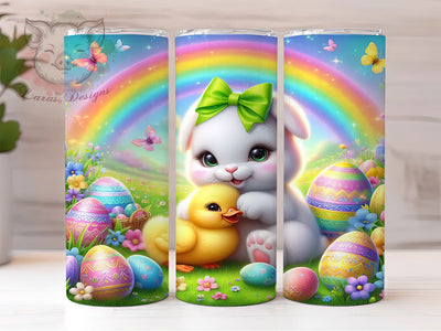 Sparkle Rainbow Easter Bunny Tumbler, Easter Eggs Tumbler, Sparkle Bunny Wrap, Whimsical Easter Wrap, Floral Bunny Wrap, Sublimation Design, Trendy Gift Idea Sublimation Lara' s Designs 
