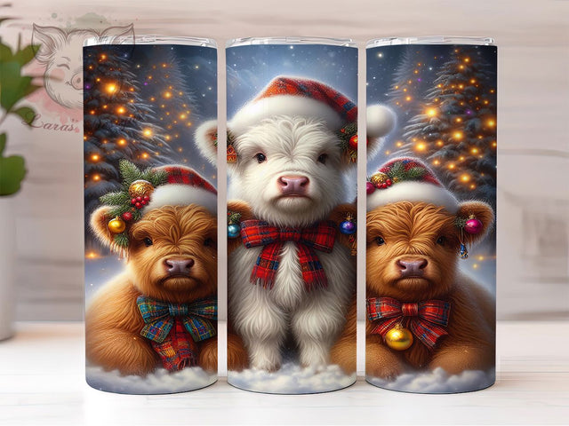 Sparklecore Christmas Highland Cow Tumbler, Christmas Cow Sublimation Design, Festive Holiday Cup Art, 20oz Xmas Tumbler, Whimsical Cow Mug, Stylish Christmas Cup, Cozy Holiday Wrap Sublimation Lara' s Designs 