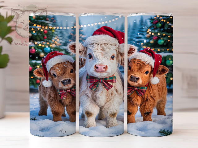 Sparklecore Christmas Highland Cow Tumbler, Christmas Cow Sublimation Design, Festive Holiday Cup Art, 20oz Xmas Tumbler, Whimsical Cow Mug, Stylish Christmas Cup, Cozy Holiday Wrap Sublimation Lara' s Designs 