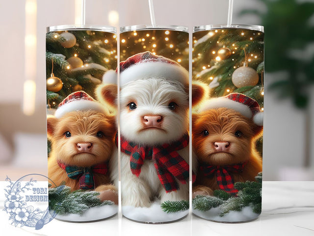 Sparklecore Glitter Highland Cow Tumbler, Glitter Christmas Wrap, Festive Cow Sublimation, Holiday Sparkle Cup, 20Oz Skinny Tumbler Wrap, Glam Cow Mug, Shiny Christmas Design Sublimation ToriDesigns 