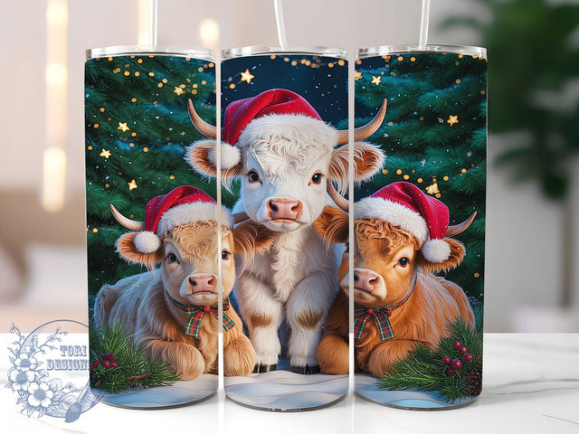 Sparklecore Glitter Highland Cow Tumbler, Glitter Christmas Wrap, Festive Cow Sublimation, Holiday Sparkle Cup, 20Oz Skinny Tumbler Wrap, Glam Cow Mug, Shiny Christmas Design Sublimation ToriDesigns 