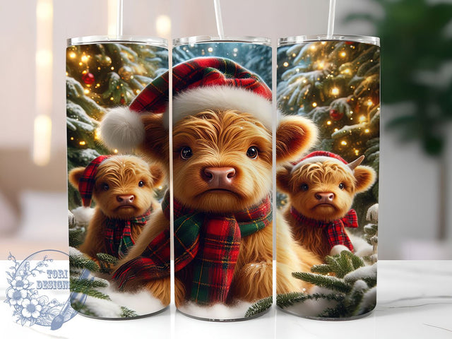 Sparklecore Glitter Highland Cow Tumbler, Glitter Christmas Wrap, Festive Cow Sublimation, Holiday Sparkle Cup, 20Oz Skinny Tumbler Wrap, Glam Cow Mug, Shiny Christmas Design Sublimation ToriDesigns 