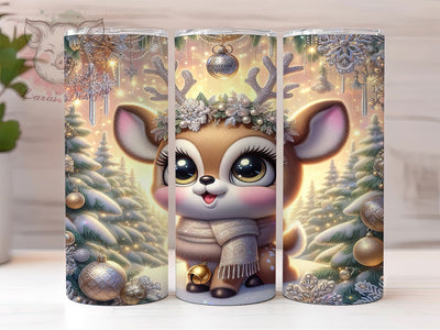 Sparklecore Reindeer Tumbler, Cartoon Reindeer Wrap, Glitter Holiday Sublimation Design, Cute Festive Cup, 20Oz Skinny Tumbler Wrap, Whimsical Christmas Mug, Shiny Reindeer Design Sublimation Lara' s Designs 