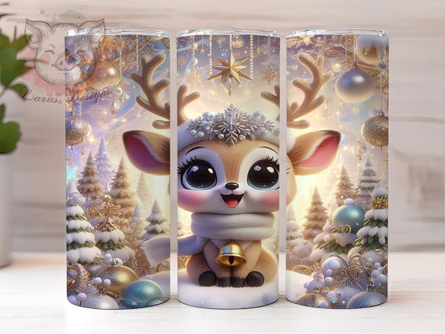 Sparklecore Reindeer Tumbler, Cartoon Reindeer Wrap, Glitter Holiday Sublimation Design, Cute Festive Cup, 20Oz Skinny Tumbler Wrap, Whimsical Christmas Mug, Shiny Reindeer Design Sublimation Lara' s Designs 
