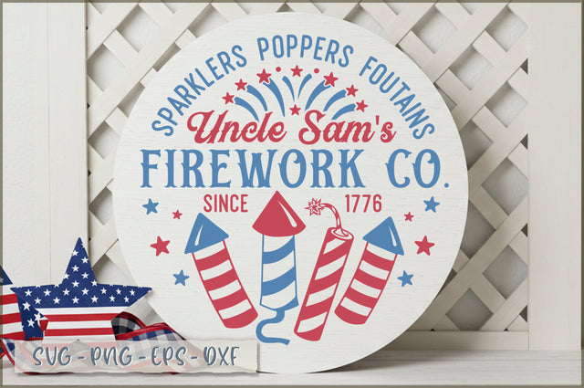 Sparklers poppers foutains uncle sam's firework co. since 1776 Sign SVG Shetara Begum 